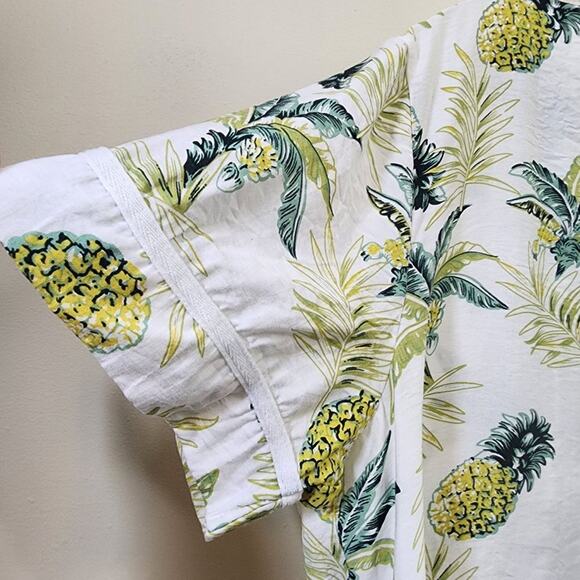 Ekouaer pearl snap front housecoat nightgown pineapple print woman's size large - Picture 8 of 14